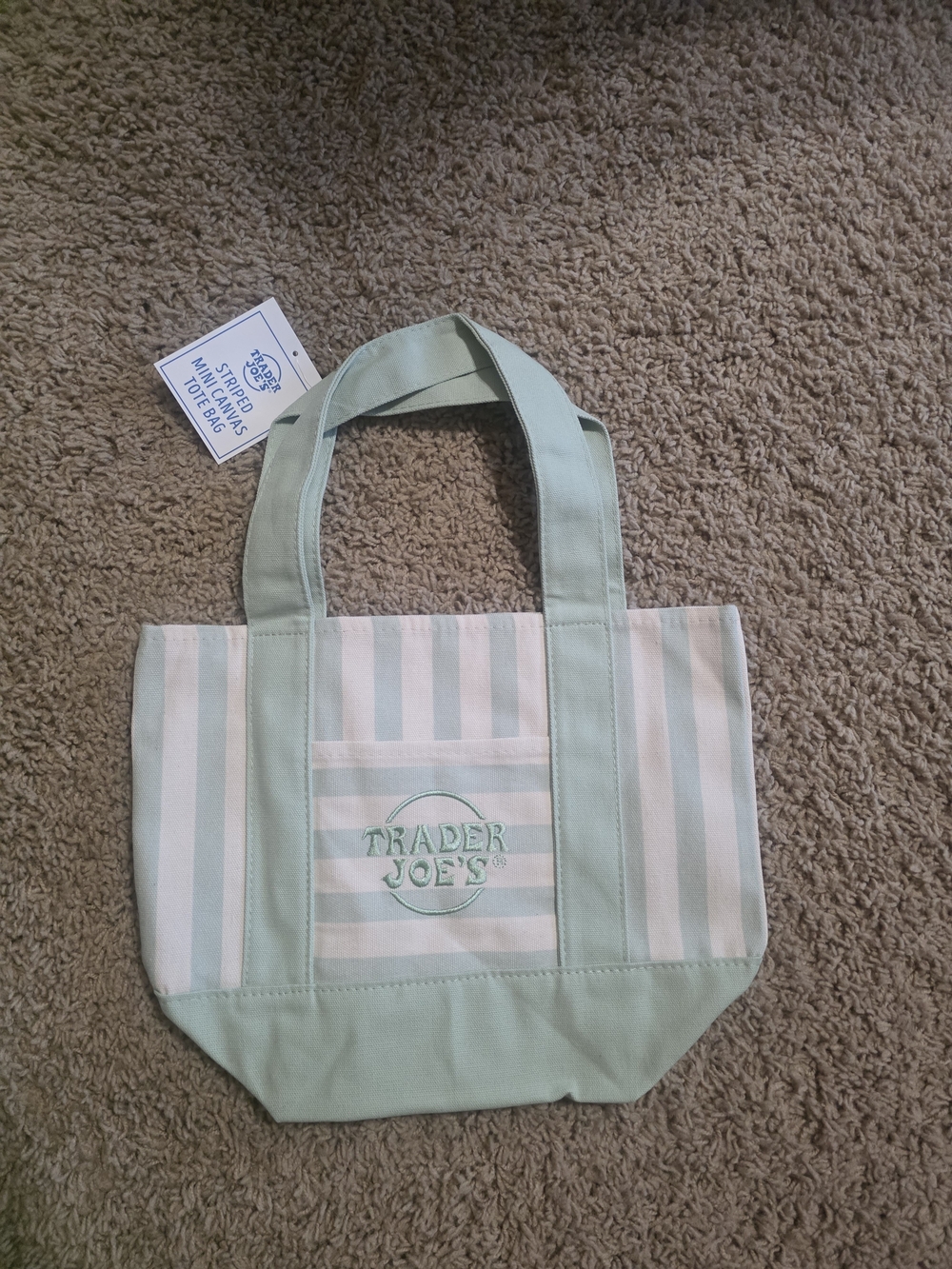 Trader Joe's Tote Striped Mini Tote Green
